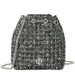 Tory Burch Willa Metallic Tweed Small Drawstring Bag